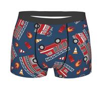 Oudrspo Boxer pour Hommes, sous-vêtement Respirant et Extensible, évacuant l'humidité, Camion de Pompiers