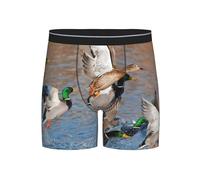 Oudrspo Boxer pour Hommes, sous-vêtements Doux, sous-vêtements à Jambes Longues, (Canard colvert Chasse Canards colverts)
