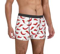 Oudrspo Boxer sous-vêtements pour Hommes - Boxer Respirant à Motif de Piment Rouge avec Ceinture Flexible