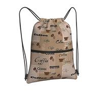 Oudrspo Café Mots Différentes Typographies Cordon Sac À Dos Sac Cordon Fermeture Éclair Sac À Dos Sport Gym Voyage Yoga Sac À Dos Pour Hommes Femmes