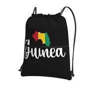 Oudrspo Carte du drapeau de la Guinée avec cordon de serrage avec fermeture éclair Sackpack Gym Sports, sac à dos étanche String Bag Cinch