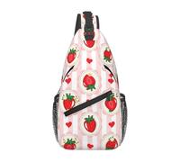 Oudrspo Cartoon Love Strawberry Cute Strawberry Black Sling Backpack Chest Bag Crossbody Shoulder Bag Travel Hiking Daypack For Men Women