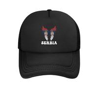Oudrspo Chapeau de Camionneur élé avec Ailes de Drapeau de Serbie, Casquette de Baseball en Maille pour Adultes, réglable, Noir