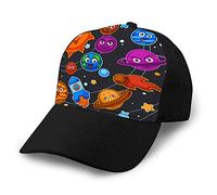 Oudrspo Chapeau de Cowboy de Baseball structuré réglable pour Adulte planètes de Dessin animé système Solaire Espace Univers Casquette réglable