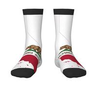 Oudrspo Chaussettes amusantes pour hommes avec drapeau de la Californie, chaussettes amusantes et colorées à motifs