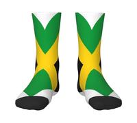 Oudrspo Chaussettes amusantes pour hommes avec drapeau jamaïcain, amusantes, folles et colorées à motifs