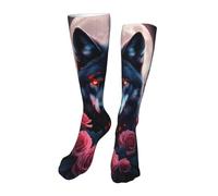 Oudrspo Chaussettes fantaisie à motifs pour homme, motif fantaisie, cadeau pour homme et femme, motif rose, pleine lune, loup noir
