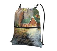 Oudrspo Coast Wave And Lighthouse Outdoor Leisure Zipper Cordon Sac à dos =>> 15,3 X 18in/ 39 X 46cm (LXH), Bon pour les voyages, les bagages à main, les bagages, le camping
