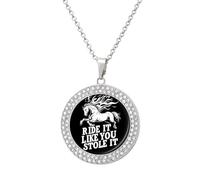 Oudrspo Collier avec pendentif « Cheval comme si tu l'avais vol頻 pour femme, colliers en diamants, cercle
