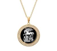 Oudrspo Collier avec pendentif « Cheval comme si tu l'avais vol頻 pour femme, colliers en diamants, cercle