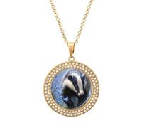 Oudrspo Collier avec pendentif en forme de jacinthe des bois et de blaireau bleu pour femme, colliers en diamants, cercle