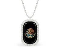 Oudrspo Collier personnalisé avec aigles et armoiries du Mexique pour femmes, pendentif rectangulaire, bijoux tendance, cadeaux, or et argent