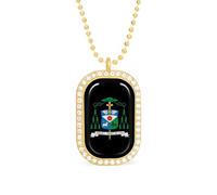 Oudrspo Collier personnalisé avec armoiries de David Gerard O'Connell pour femmes, pendentif rectangulaire, bijoux tendance, cadeaux, or et argent