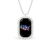 Oudrspo Collier personnalisé avec drapeau des États et territoires des États-Unis pour femmes, pendentif rectangulaire, bijoux tendance, cadeaux, or et argent