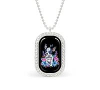Oudrspo Collier personnalisé Chihuahua Mexique Dia De Los pour femmes, pendentif rectangulaire, bijoux tendance, cadeaux, or et argent