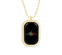 Oudrspo Collier personnalisé coloré avec pendentif en forme de battement de cœur et de cannabis, pour femme, bijoux tendance, couleur or et argent