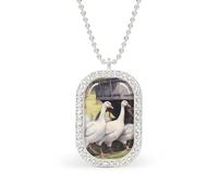 Oudrspo Collier personnalisé Geese Leisure Time pour femmes, pendentif rectangulaire, bijoux tendance, cadeaux, or et argent