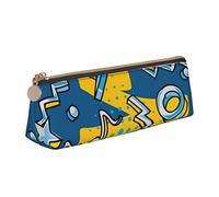 Oudrspo Coloré Graffiti Rock Musique Hip Hop Art Pochette À Crayons Triangle Stylo Cas Portable Crayon Sac en Cuir Organisateur avec Fermeture À Glissière Cosmétique Pochette Sac