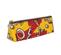 Oudrspo Coloré Graffiti Rock Musique Hip Hop Art Pochette À Crayons Triangle Stylo Cas Portable Crayon Sac en Cuir Organisateur avec Fermeture À Glissière Cosmétique Pochette Sac