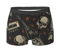 Oudrspo Crâne Musique Rock Heavy Metal Mort Noir Hommes Boxer Slips Hommes sous-vêtements nouveauté Cadeaux Stretch Confort Doux Slip