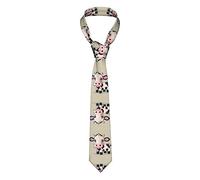Oudrspo Cravate à la mode en polyester pour hommes, mignonne de vache blanche, idéale pour les affaires, le quotidien, le travail, les mariages, les fêtes, les danses, les cadeaux, etc.