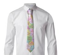 Oudrspo Cravate homme à motif cœur et bonbons pour la Saint-Valentin, cravate classique et formelle pour jeune homme, cravate de mariage ou d'affaires