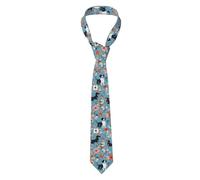 Oudrspo Cravate homme à motif floral Border Collie - Cravate fine en polyester satiné de qualité supérieure, idéale pour les mariages, les occasions professionnelles et les cadeaux de Noël.