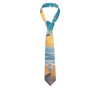 Oudrspo Cravate imprimée à motif de mouettes en bord de mer pour homme adulte, idéale pour les occasions professionnelles et autres événements.
