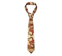 Oudrspo Cravate maigre de dragon oriental de peinture chinoise pour hommes Cravate fantaisie à imprimé floral