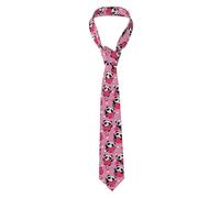 Oudrspo Cravate rose panda à motif cœur pour homme, idéale pour la Saint-Valentin. 100% polyester infroissable, largeur classique, parfaite pour les affaires et les occasions formelles.