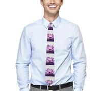 Oudrspo Cravates personnalisées pour hommes, cravate imprimée fleur de Lotus violet, les cravates conviennent au travail, aux anniversaires, aux mariages, aux fêtes, Etc.