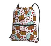 Oudrspo Cupcake And Muffin Outdoor Leisure Zipper Drawstring Backpack =>> 15,3 X 18in/ 39 X 46cm (LXH), Bon pour les voyages, les bagages à main, les bagages, le camping