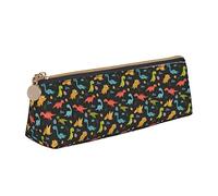 Oudrspo Dinosaure Branche De Pin Trousse À Crayons Sac À Cosmétiques Pochette À Stylo en Cuir Triangle Sac De Rangement À Glissière Papeterie Organisateur pour Adultes Bureau