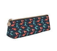 Oudrspo Dinosaure Feuille Porte-Crayon Sac cosmétique Stylo Pochette en Cuir Triangle Sac de Rangement à glissière Papeterie Organisateur pour Adultes Bureau