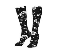 Oudrspo Dinosaure squelette fossiles os chaussettes hautes pour femmes bas de compression longs chaussettes épaisses et douces 20 pouces