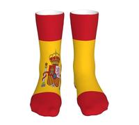 Oudrspo Drapeau de l'Espagne 2 Drapeau de l'Espagne Chaussettes drôles pour hommes Chaussettes de sport unisexes à motifs imprimés en 3D Cool Funky 16 pouces