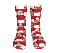 Oudrspo Drapeau de Monaco 6 Emblème national de Miquelon Chaussettes drôles pour hommes Chaussettes de sport unisexes à motifs imprimés en 3D Cool Funky 16 pouces