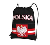 Oudrspo Drapeau de Pologne Polska et cordon de serrage aigle blanc polonais avec fermeture éclair sac à dos sport de gymnastique, sac à dos étanche sac à cordes Cinch