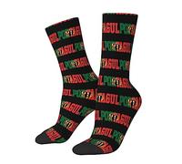 Oudrspo Drapeau Portugal Lettre Chaussettes unisexes Funky Chaussettes décontractées