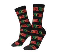 Oudrspo Drapeau Portugal Lettre Chaussettes unisexes Funky Chaussettes décontractées