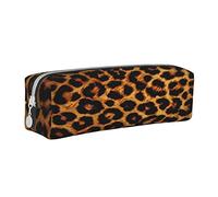 Oudrspo Drôle léopard imprimé Animal Pochette à Crayons étui à Stylo Rond Portable Sac à Crayons Organisateur en Cuir avec Fermeture à glissière cosmétique Pochette Sac