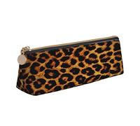 Oudrspo Drôle léopard imprimé Animal Pochette à Crayons Triangle Stylo étui Portable Crayon Sac en Cuir Organisateur avec Fermeture éclair cosmétique Pochette Sac