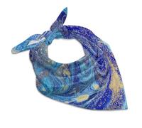 Oudrspo Écharpe carrée en soie imprimée nuit étoilée pour femme, multicolore 12, 18x18 In