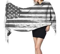 Oudrspo Écharpe Drapeau National Américain Noir Blanc Wrap Écharpe Hiver Chaud Châle Écharpe Portable Foulard Confortable Cou Écharpe 77x27 pouces