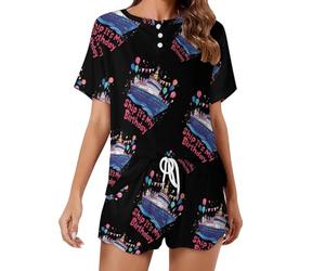 Oudrspo Ensemble Pyjama Femme « C'est Mon Anniversaire » pour Bateau de croisière, Manches Courtes, Doux et Confortable.