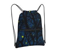 Oudrspo Été magique lucioles dans les arbres cordon sac à dos sac cordon fermeture éclair sac à dos Sport Gym voyage Yoga sac à dos pour hommes femmes
