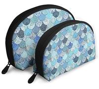 Oudrspo Femmes Boho Doodle Ocean Blues Sirène Voyage Cosmétique Sacs Étanche 2PC Maquillage Pochette Cosmétique Et Articles De Toilette Organisateur Sac Portable Voyage Trousse De Toilette Filles