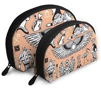 Oudrspo Femmes Egypte Symboles Objets Voyage Cosmétique Sacs Étanche 2PC Maquillage Pochette Cosmétique Et Articles De Toilette Organisateur Sac Portable Voyage Trousse De Toilette Filles