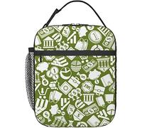 Oudrspo Finance Pattern Lunch Box Réutilisable Isolé Lunch Bag Dames Hommes Boîte À Lunch Convient pour Camping Bureau École