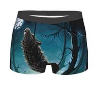 Oudrspo Forest Wolf Full Moon Boxer pour Homme Respirant Stretch sous-vêtement Short